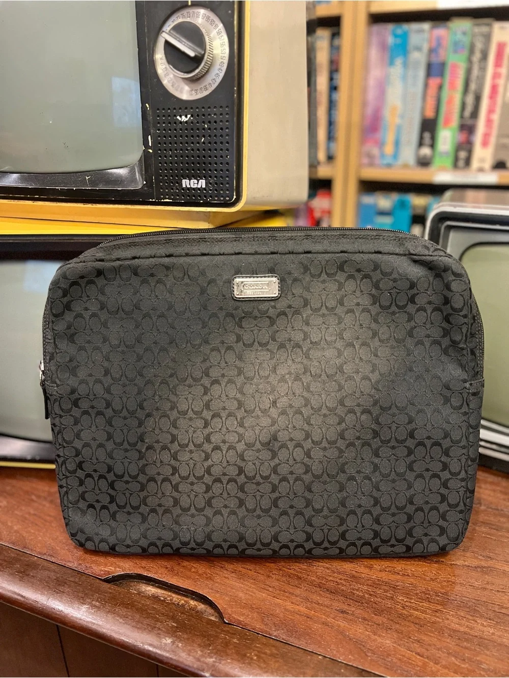 Coach Signature Laptop Sleeve Case - Black Monogram print